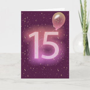 15e verjaardag Neon Bord en Ballon Kaart
