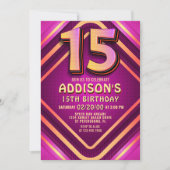 15e verjaardag Neon uitnodiging (Voorkant)