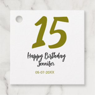 15e verjaardag Quiencenera Datum toevoegen Gouden  Bedankjes Labels