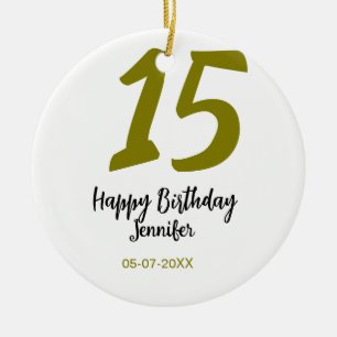 15e verjaardag Quiencenera Datum toevoegen Gouden Keramisch Ornament