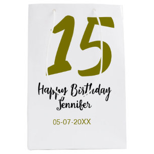 15e verjaardag Quiencenera Datum toevoegen Gouden Medium Cadeauzakje