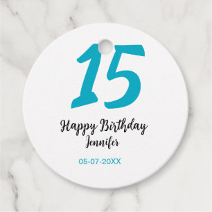15e verjaardag Quiencenera Datum toevoegen Jaar Bl Bedankjes Labels