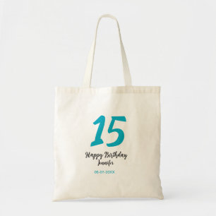 15e verjaardag Quiencenera Datum toevoegen Jaar Bl Tote Bag