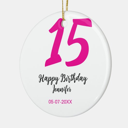 15e verjaardag Quiencenera Datum toevoegen Jaar ro Keramisch Ornament (Links)