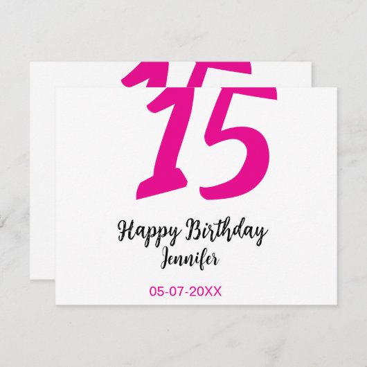 15e verjaardag Quiencenera Datum toevoegen Jaar ro Notitiekaartje (Voorkant / Achterkant)