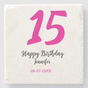 15e verjaardag Quiencenera Datum toevoegen Jaar ro Stenen Onderzetter