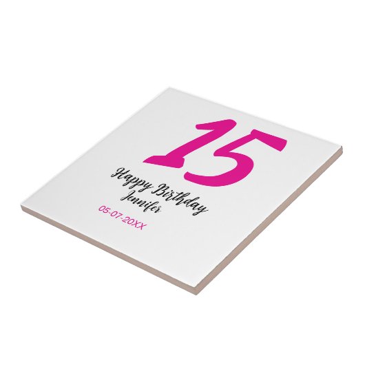 15e verjaardag Quiencenera Datum toevoegen Jaar ro Tegeltje (Zijkant)