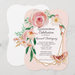 15e verjaardag Quinceañera Blush Butterfly Kaart