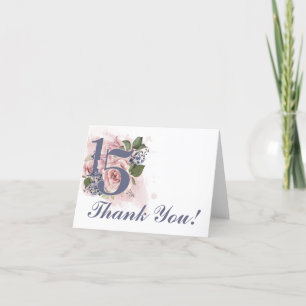 15e Verjaardag Quinceanera Chic Floral Waterverf Bedankkaart