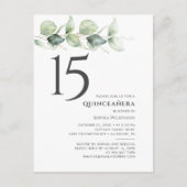 15e verjaardag Quinceanera Eucalyptus Leaves Uitnodiging Briefkaart (Voorkant)
