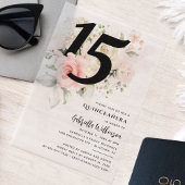 15e Verjaardag Quinceanera Floral Waterverf Party Vellum Uitnodigingen