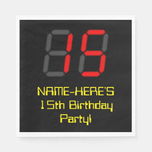 15e verjaardag: Red Digital Clock Style "15" + naa Servet