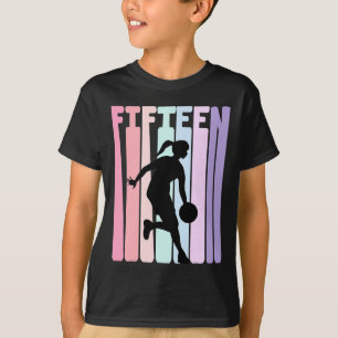 15e verjaardag Retro Basketball Player 15 jaar T-shirt