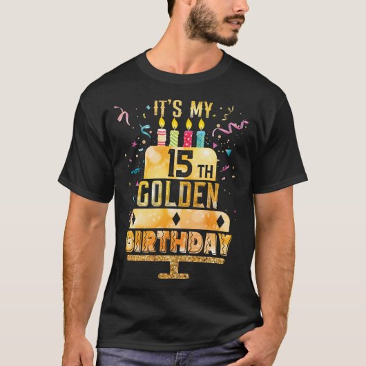 15e Verjaardag T-Shirt Het is mijn 15e Gouden Verj (Voorkant)
