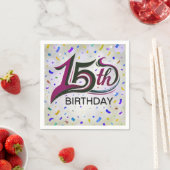 15e Verjaardag Tekst met Partij Confetti Servet (Insitu)