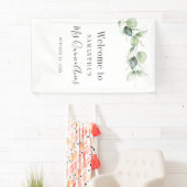 15e verjaardag van de Eucalyptus Greenery Quincean Spandoek (Insitu)