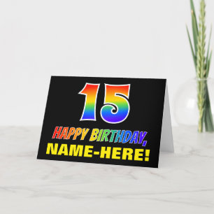15e verjaardag: Vet, Vun, Eenvoudig, Regenboog 15 Kaart