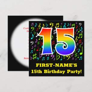 15e verjaardagsfeest: leuke muzieksymbolen, regenb kaart