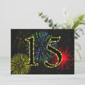 15e verjaardagsfeestje uitnodigen kaart (Staand voorkant)