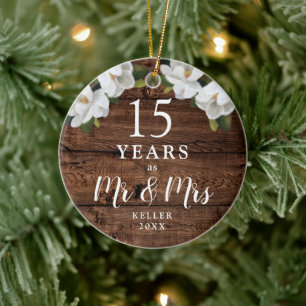 15e Wedding Jubileum Gepersonaliseerd door de heer Keramisch Ornament
