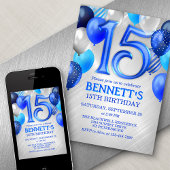 15ème Ado Boy Blue Invitation d'anniversaire