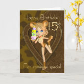 15ème Carte d'anniversaire, collection d'animal de (Fleur jaune)