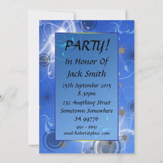 15ème lumières Abstraites Invitation fête d'annive (Dos)