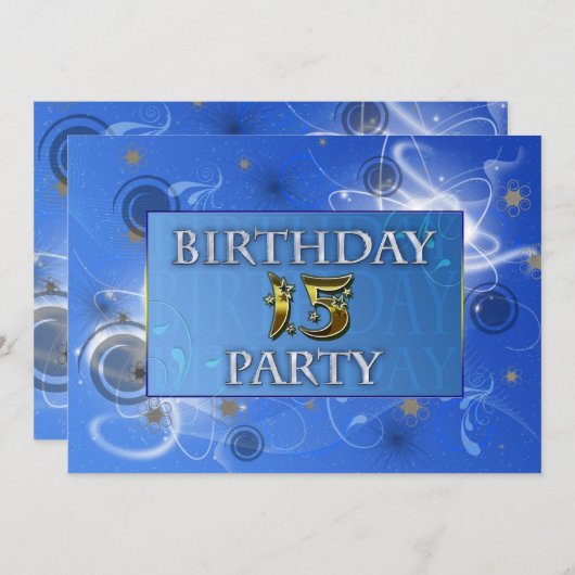 15ème lumières Abstraites Invitation fête d'annive (Devant / Derrière)