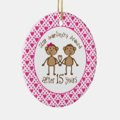 15ème Ornement d'amour de singe d'anniversaire (Droite)