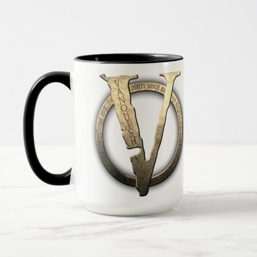 15oz CUSTOM "V" avec nom Coffee Mug (Gauche)