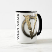 15oz CUSTOM "V" avec nom Coffee Mug (Devant droit)