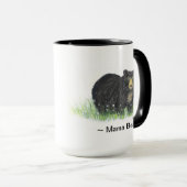15oz Mama Ours noir Ours blanc Mug noir manche (Devant droit)