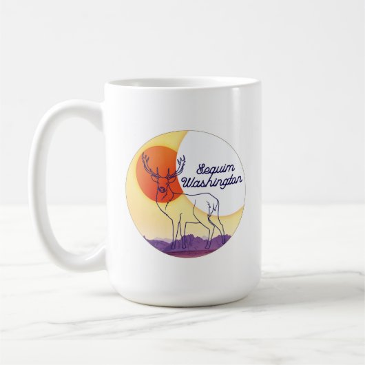 15oz Mok: Elk en Mountain Landscape Sequim, WA Koffiemok (Links)