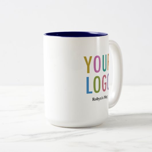 15oz Navy Blue Inner Logo Mok Custom Name Business (Voorkant rechts)