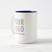 15oz Navy Blue Inner Logo Mug Nom personnalisé Ent (Devant gauche)