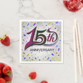 15th Anniversary Text With Party Confetti Servet (Insitu)