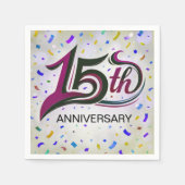 15th Anniversary Text With Party Confetti Servet (Voorkant)