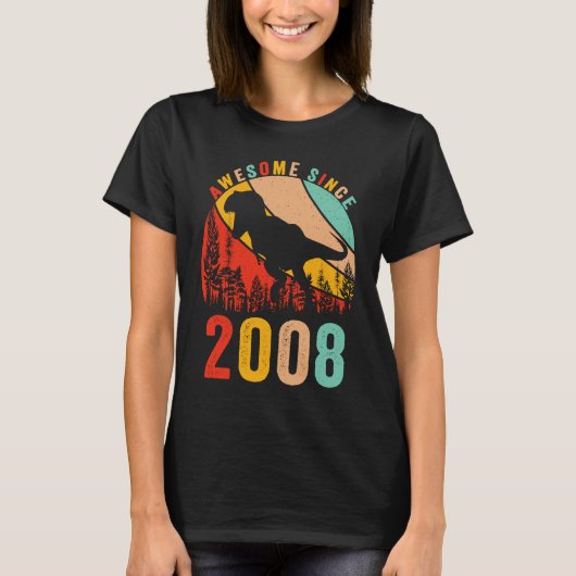 15th Bday Dinosaur T Rex Boys Retro Awesome Since  T-shirt (Voorkant)