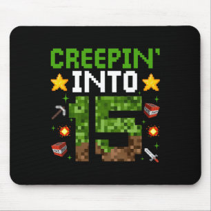 15th Birthday Gamer Pixel Creepin' Into 15 Video G Muismat