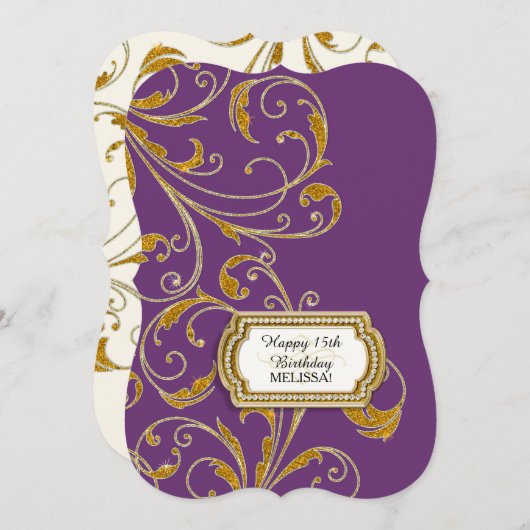 15th Birthday Party Glam Old Hollywood Regency Kaart (Voorkant / Achterkant)