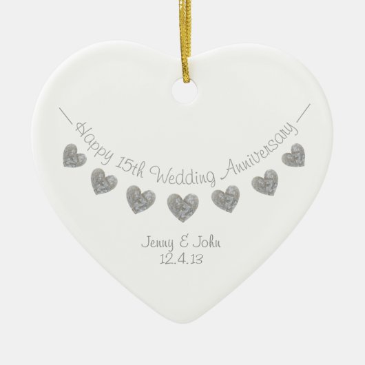 15th Crystal Wedding verjaarary heart ornament (Voorkant)