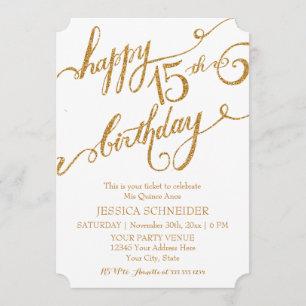 15th Mis Quince Anos, Quinceanera Birthday Ticket Kaart
