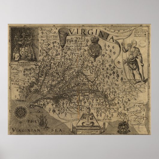 1606 Kaart van Virginia Poster (Voorkant)