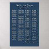 160 Classic Blue Simple Wedding Seating Chart Poster (Voorkant)