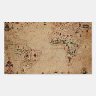 1633 Atantic Ocean Portolan Chart - Pascoal Roiz Rechthoekige Sticker