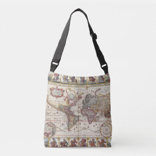 1652 Kaart van de wereld, Wereldkaart Doncker Zee Crossbody Tas