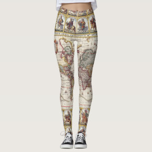 1652 Kaart van de wereld, Wereldkaart Doncker Zee  Leggings