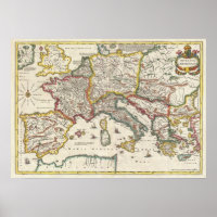 1657 Jansson Map of the Empire of Charlemagne
