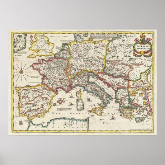 1657 Jansson Map of the Empire of Charlemagne Poster (Voorkant)