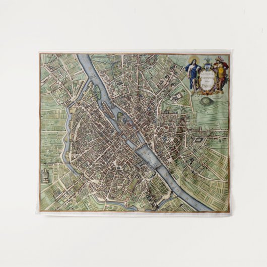 1657 Paris Stadsplattegrond Wandkleed (Voorkant (horizontaal))